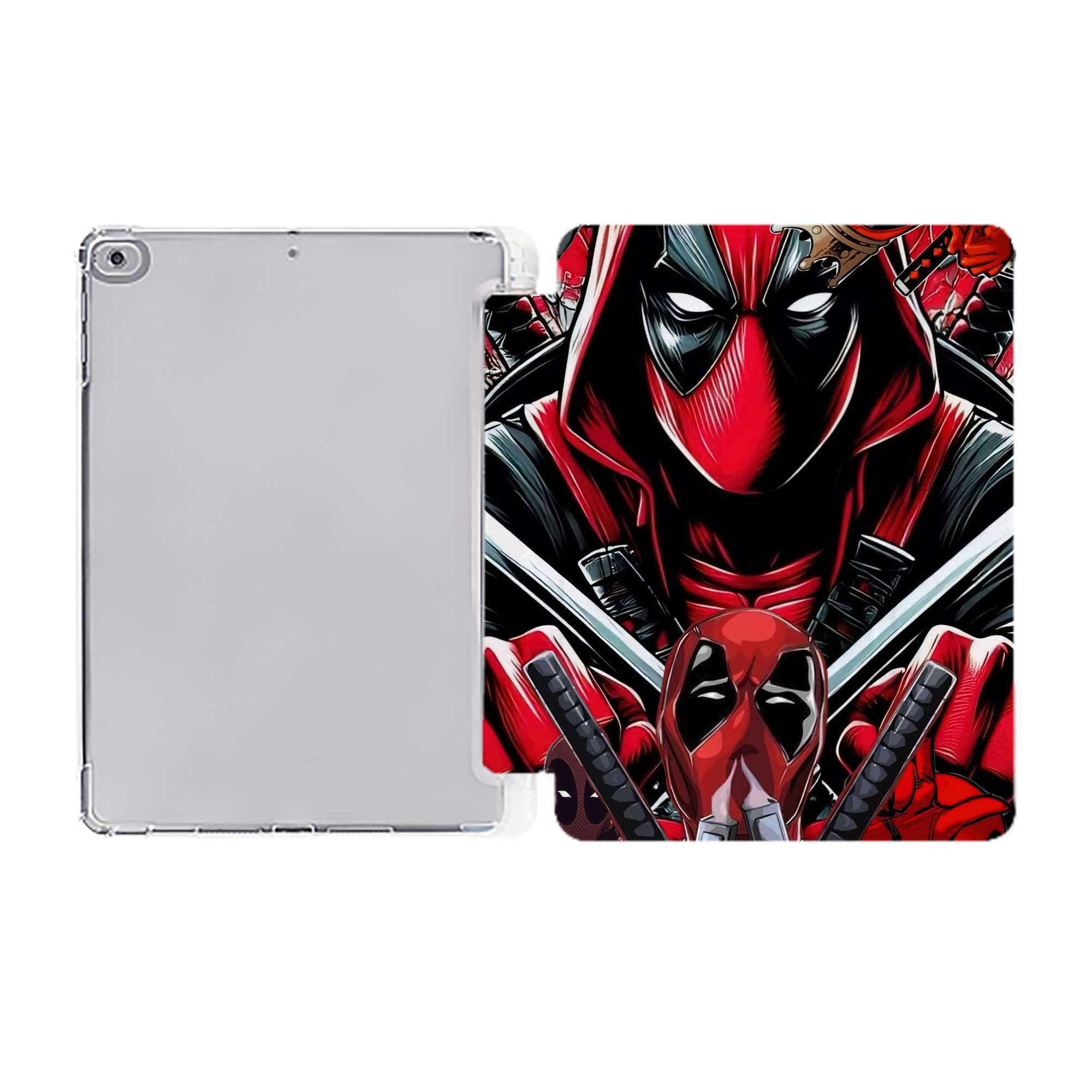 （画像用） Deadpool デッドプール IPad ケース ペン収納付き 三つ折りスタンド PUレザー×シリコン 対応機種9.5/10.5/10.9インチ